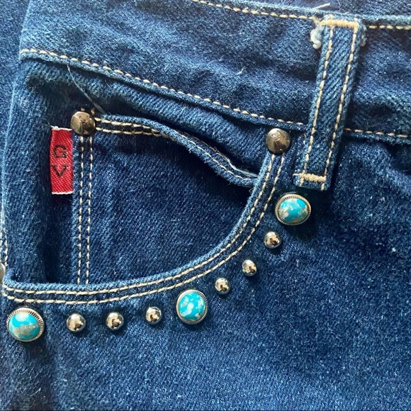 Gloria Vanderbilt Dark Blue High Rise Jeans with Embellishments - Picture 2 of 8